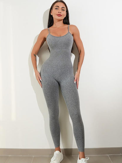 Sexy Unitard Einteiler Jumpsuit Spaghettiträger Bauchkontrolle