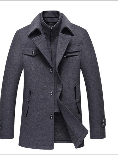 Men Woolen Coats Winter Slim Fit Warm Overcoats