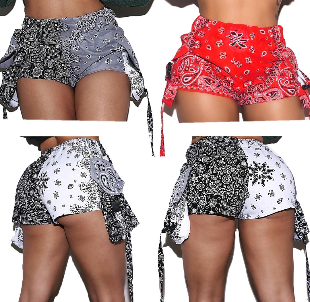 Stretch-Bandana-Shorts mit hoher Taille für Damen