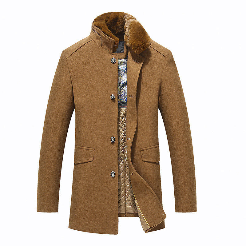 Woolen collar woollen coat for men