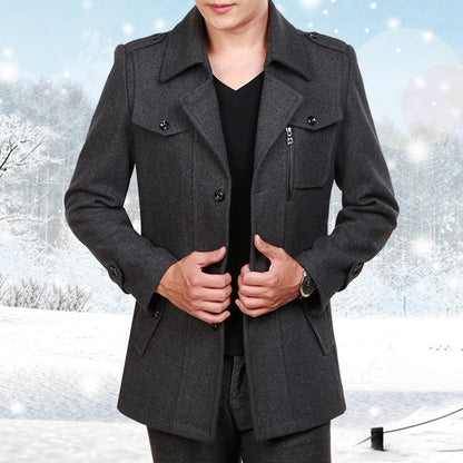 Winter men's woolen coat