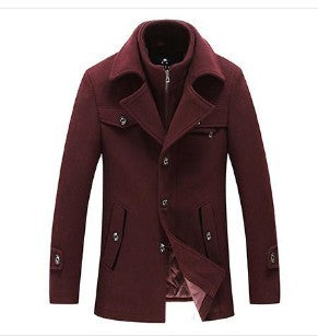 Men Woolen Coats Winter Slim Fit Warm Overcoats