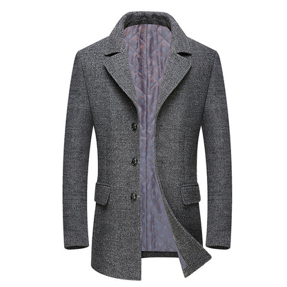 Winter Thick Men Wool Jackets Scarf