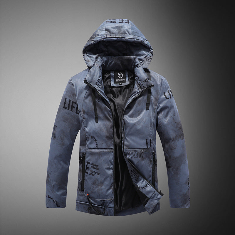 Herren Winterjacke mit Samtmuster