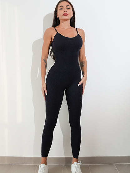 Sexy Unitard Einteiler Jumpsuit Spaghettiträger Bauchkontrolle