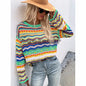 Nähpullover Loose Inter-color Rainbow Damen